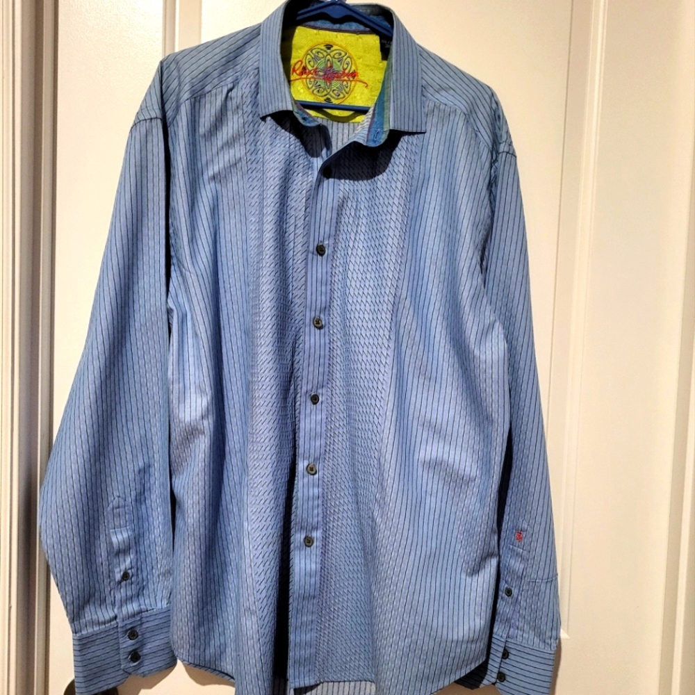 Robert Graham Mens Blue Stripped Button Shirt